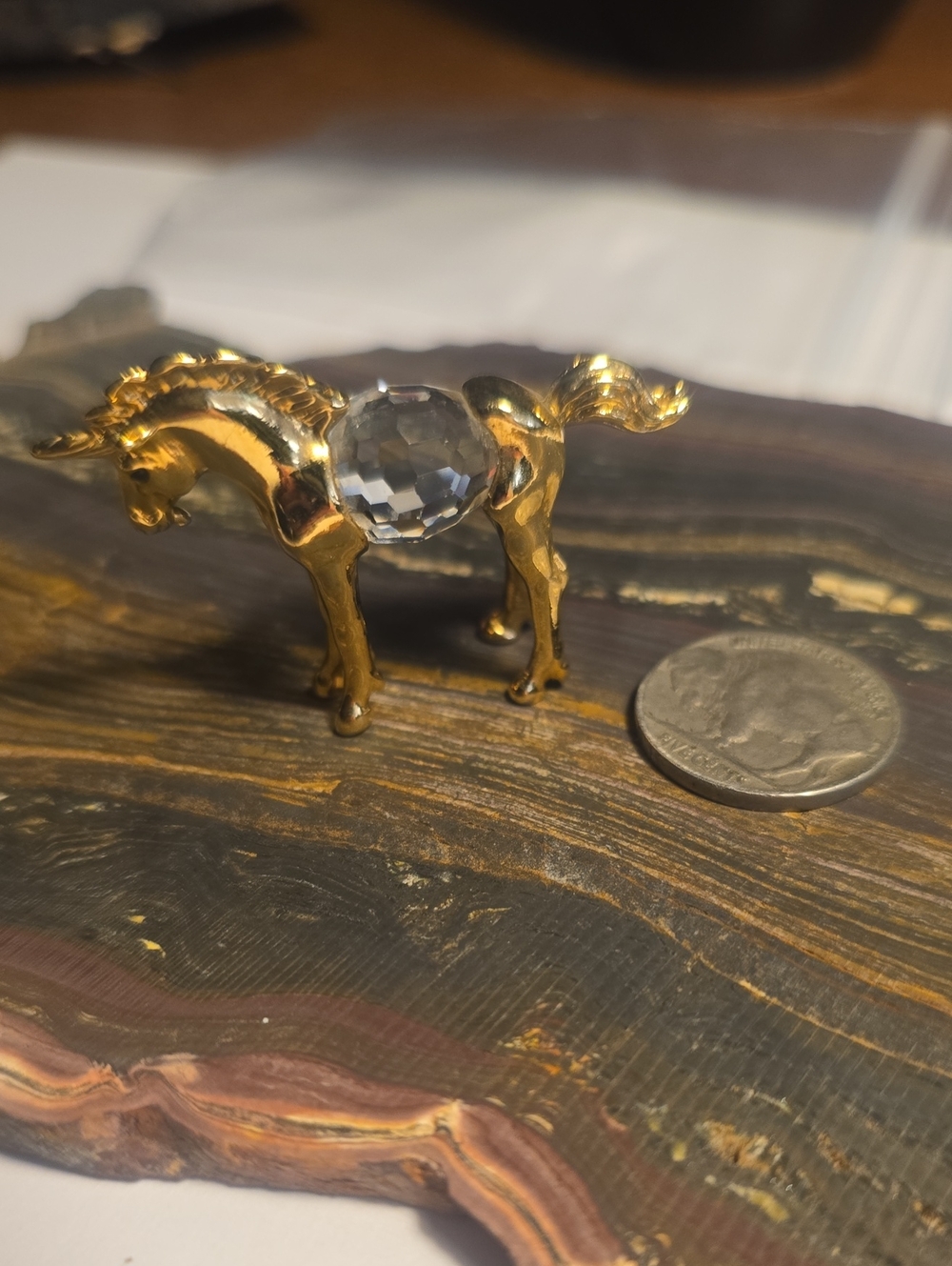 Lencia Star 24k gold-plated miniature Unicorn figurine Austrian crystal